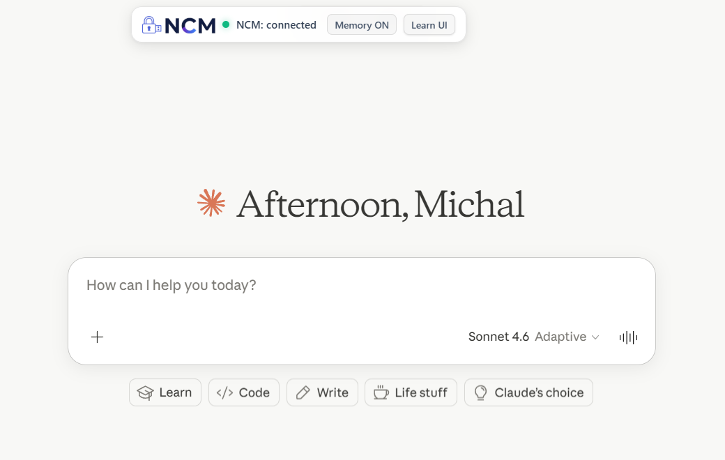 NCM Web Extension integrované v rozhraní ChatGPT