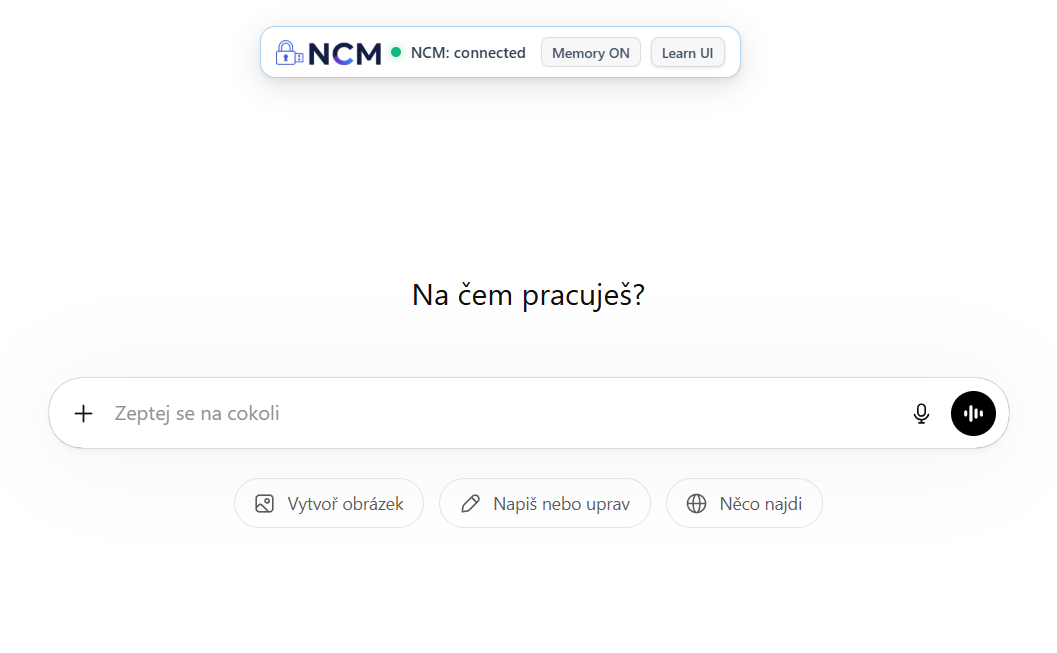 Ukázka propojení lokální paměti s modelem Claude přes prohlížeč